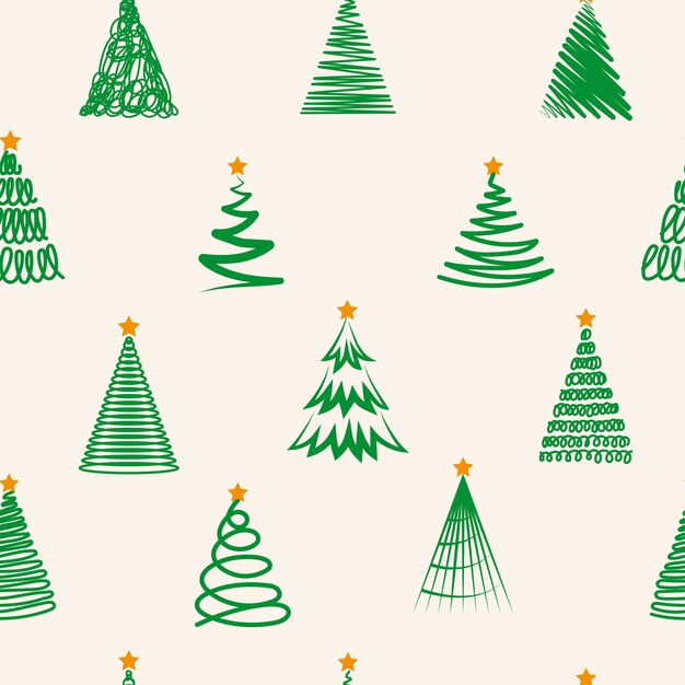 patrón sin costuras gráfico de invierno con árboles de Navidad en fondo beige patrón sin costura vectorial