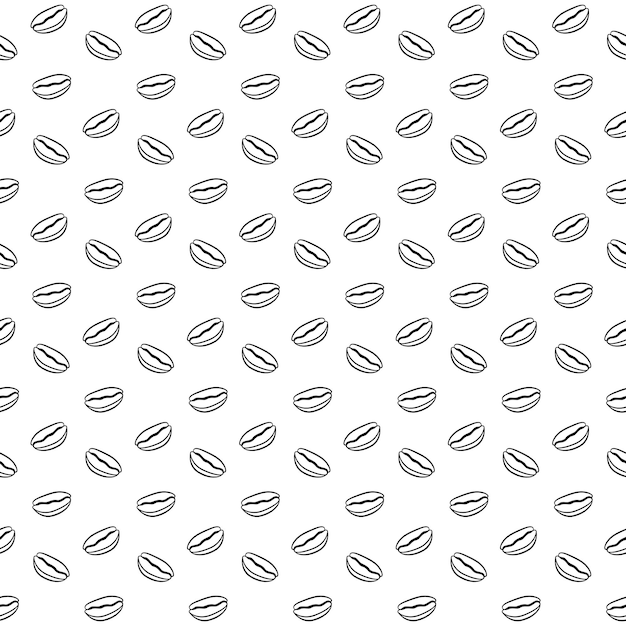 Patrón sin costuras con grano de café en estilo boceto