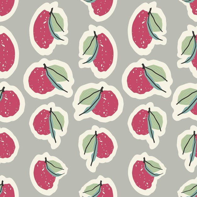 Patrón sin costuras gris con manzanas rojas Diseño de impresión de fondo vectorial