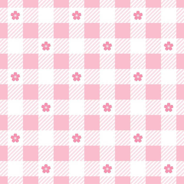 Patrón sin costuras de guinga rosa con flores de sakura