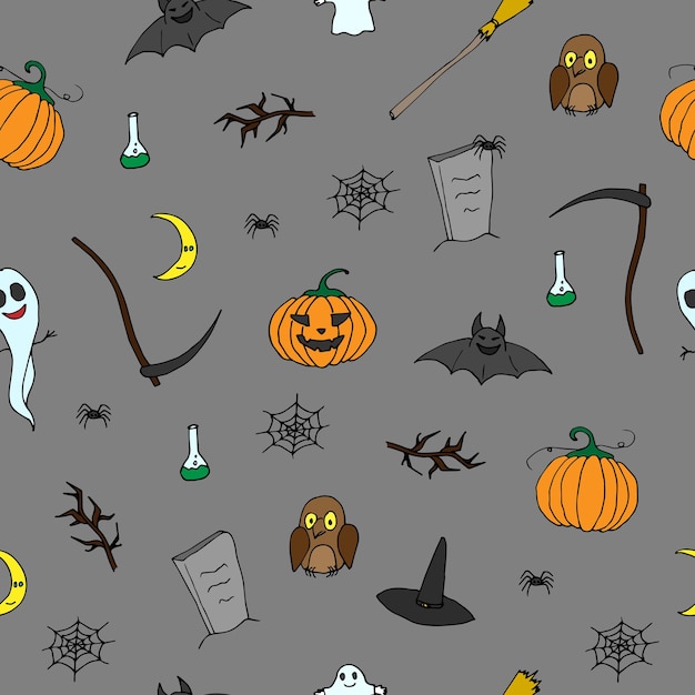 Patrón sin costuras de Halloween Ilustración vectorial de la fiesta de Halloween