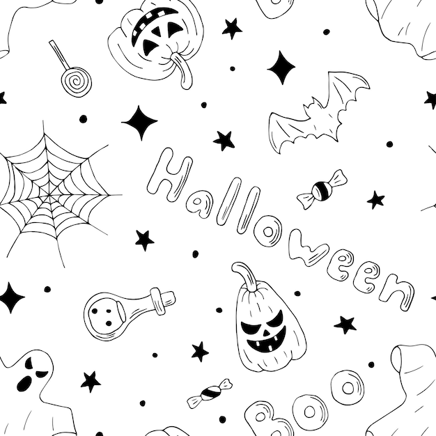 patrón sin costuras de halloween sobre fondo blanco