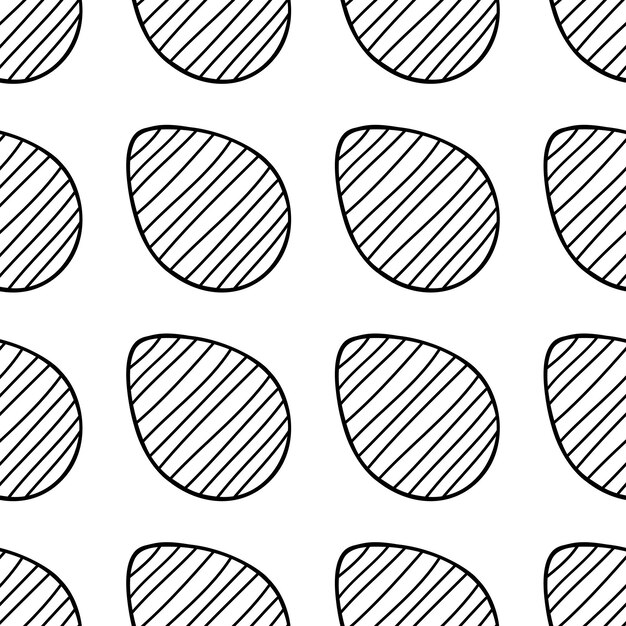 Patrón sin costuras hecho de ilustración de huevos de Pascua dibujados a mano. Aislado sobre fondo blanco.