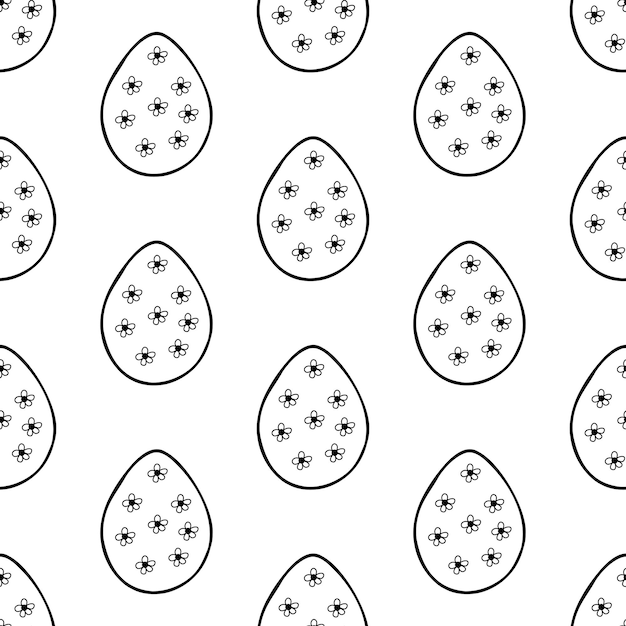 Vector patrón sin costuras hecho de ilustración de huevos de pascua dibujados a mano