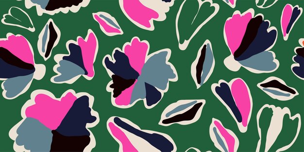 Patrón sin costuras hermosas flores abstractas vector