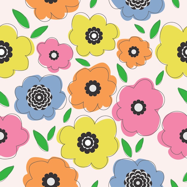 Patrón sin costuras con hermosas flores brillantes vectorial fondo de verano y papel tapiz