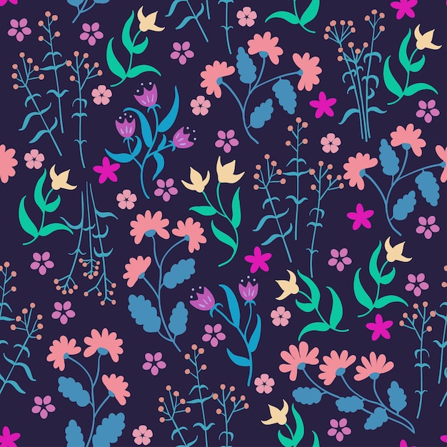 Patrón sin costuras con hermosas flores pequeñas Fondo floral vectorial