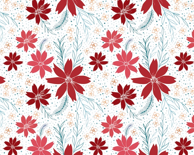 patrón sin costuras hermosas flores rojas
