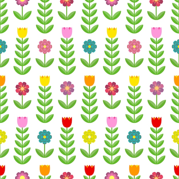 Vector patrón sin costuras hermosos tulipanes