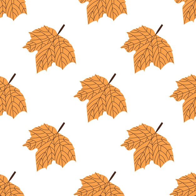 Patrón sin costuras de hoja de estilo plano vectorial Elemento de boceto vintage para el diseño