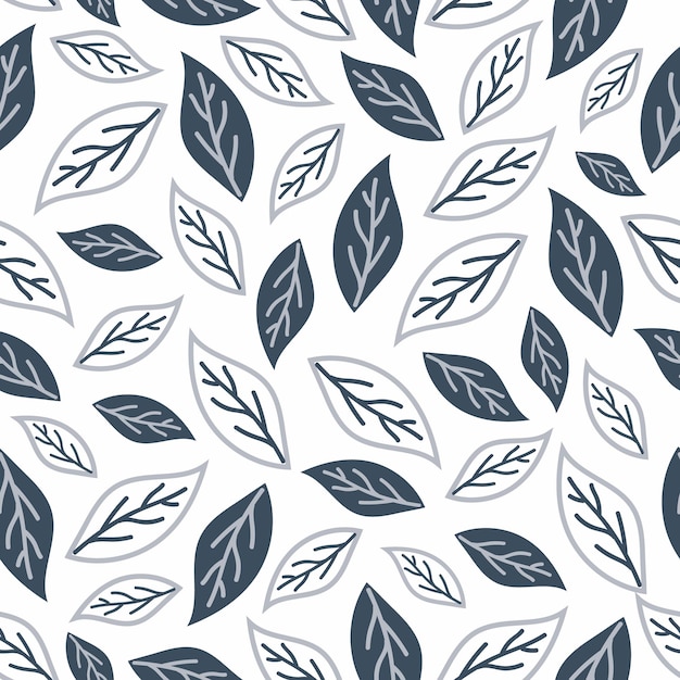 Patrón sin costuras Hoja gris marino Ilustración vectorial