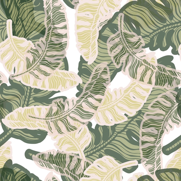 Patrón sin costuras de hoja de plátano tropical fondo de hojas de selva grabado repetido textura de diseño exótico para papel de envolver de tela de impresión tejido de papel tapiz de moda ilustración vectorial