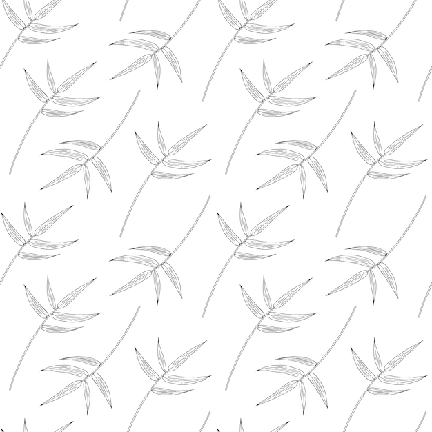 Patrón sin costuras con hojas de bambú Impresión vectorial dibujada a mano para papeles de fondo textiles de tela