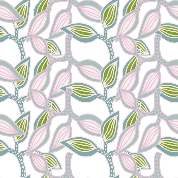 Patrón sin costuras con hojas decorativas textura botánica exótica dibujada a mano bosquejo selva hoja papel tapiz transparente