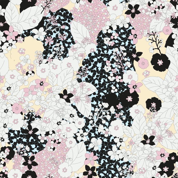 Patrón sin costuras con hojas de flores Textura de fondo floral
