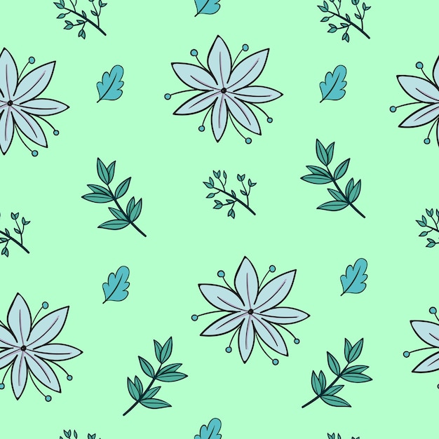 un patrón sin costuras con hojas y flores