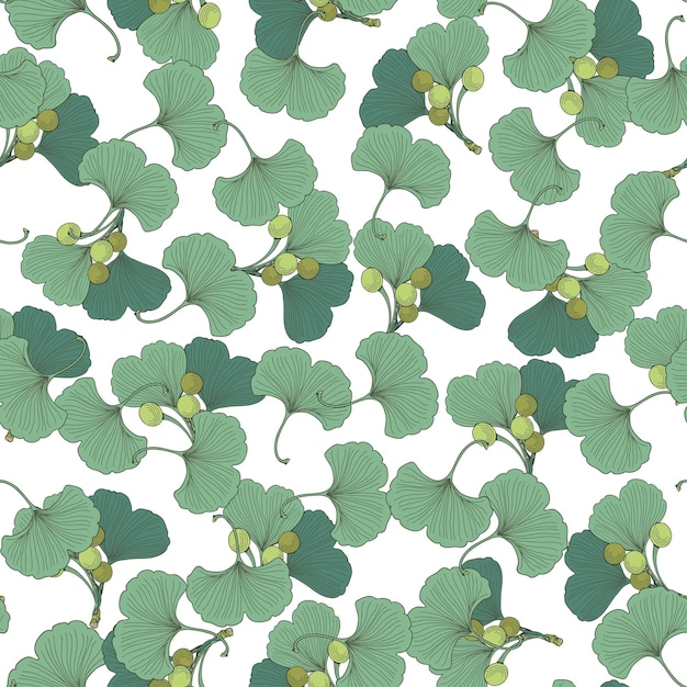 Patrón sin costuras con hojas de ginkgo Textura de la planta vectora
