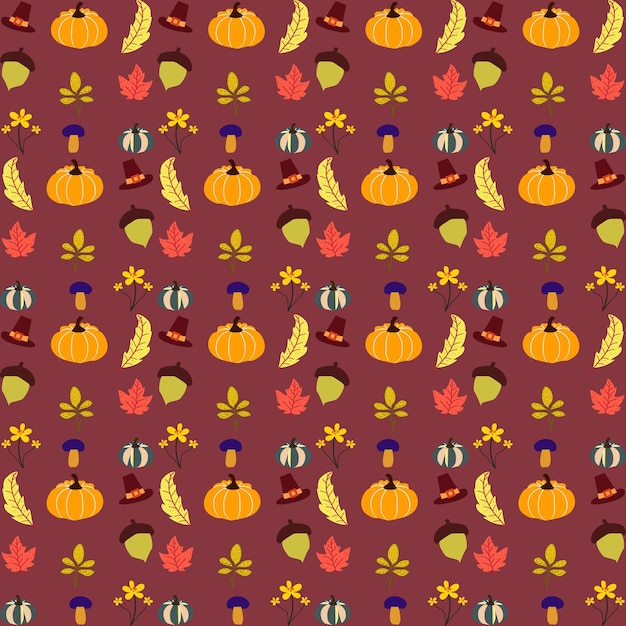 Patrón sin costuras de hojas de otoño. Patrón sin costuras de otoño con diferentes hojas y plantas.