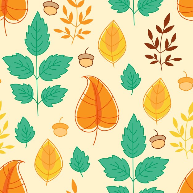 Patrón sin costuras con hojas de otoño
