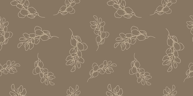 Vector patrón sin costuras con hojas y ramas dibujadas a mano perfecto para papel tapiz, papel de envoltura y textil