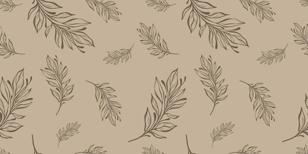 Patrón sin costuras con hojas y ramas de oro dibujadas a mano Perfecto para papel de envoltura de papel tapiz