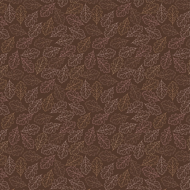 Patrón sin costuras con hojas de roble bellotas Textura de otoño vectorial aislada dibujada a mano en estilo garabato