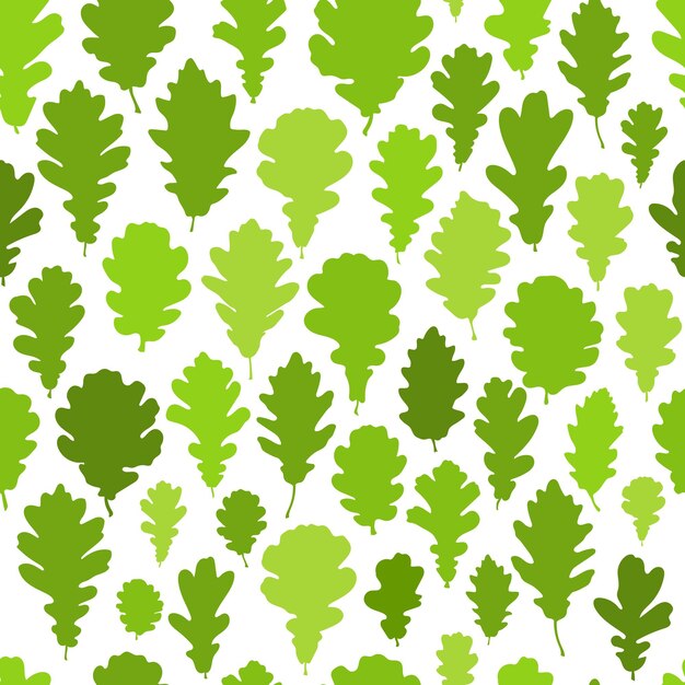 Patrón sin costuras de hojas de roble verde fondo vectorial