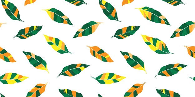 Patrón sin costuras con hojas tropicales de colores brillantes Gráficos vectoriales