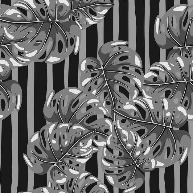 Patrón sin costuras de hojas tropicales decorativas Fondo de hojas exóticas estilizadas Fondo de pantalla sin fin de plantas de la selva moderna