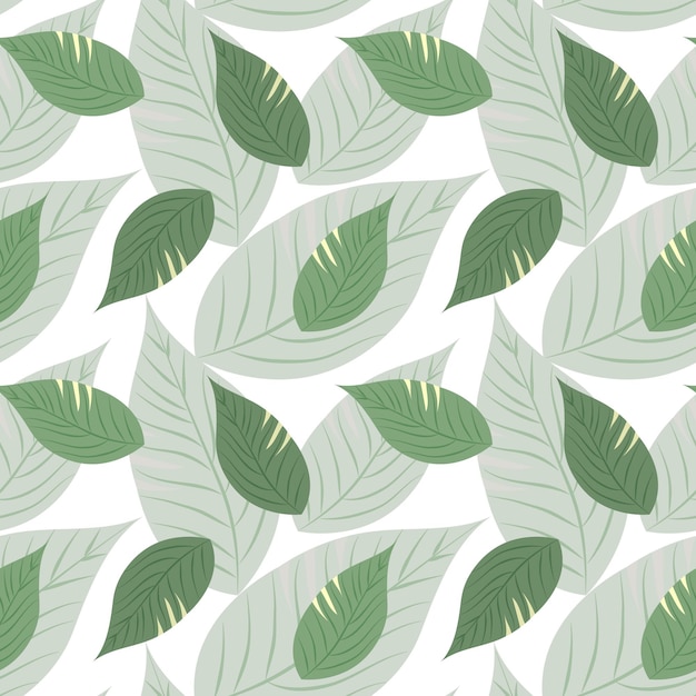 Patrón sin costuras de hojas tropicales sobre un fondo blanco Imprimir papel tapiz textil