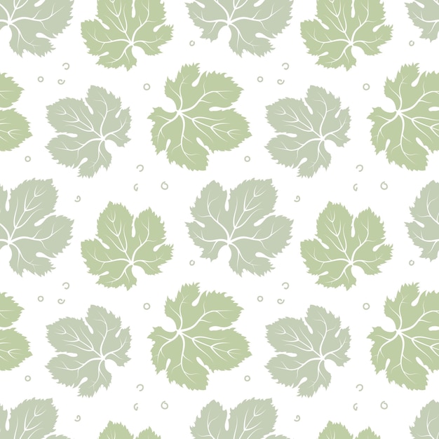 Patrón sin costuras de hojas de uva en colores pastel, impresión, textil, vector