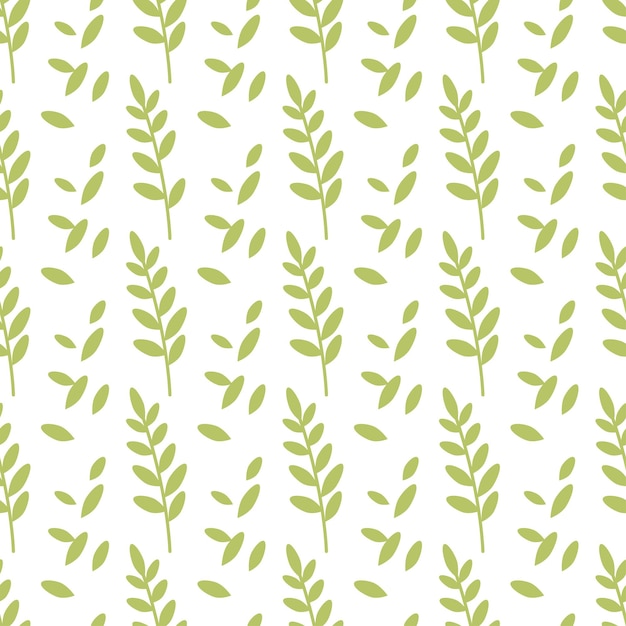 Patrón sin costuras con hojas verdes frescas impresión de primavera de hierba decorativa