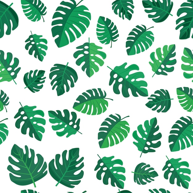 patrón sin costuras de hojas verdes vibrantes sobre un fondo blanco Varias formas y tamaños de hojas crean una apariencia natural y tropical fresca perfecta para proyectos ecológicos o botánicos