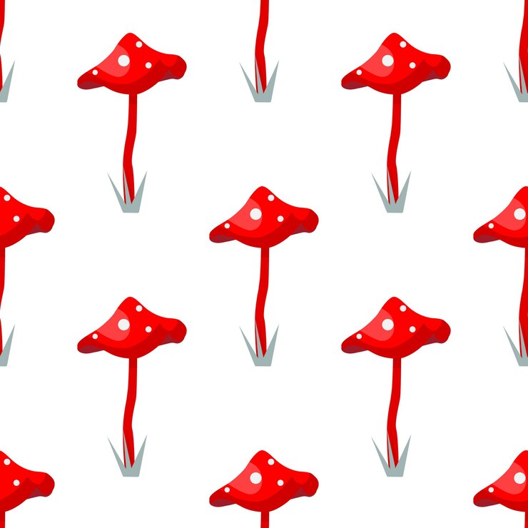Vector patrón sin costuras de hongo amanita. ilustración vectorial
