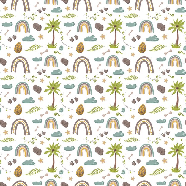 Patrón sin costuras de huella de dinosaurio perfecto para envoltura textil, papel tapiz y diseño