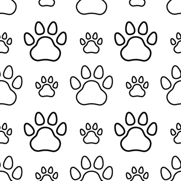 Patrón sin costuras con huellas de animales Vector de contorno