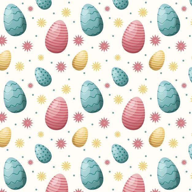Vector patrón sin costuras con huevos y flores de colores diseño de vacaciones de pascua vector de colores pastel
