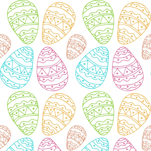 Patrón sin costuras de huevos de pascua de color vectorial para vacaciones de pascua sobre fondo blanco