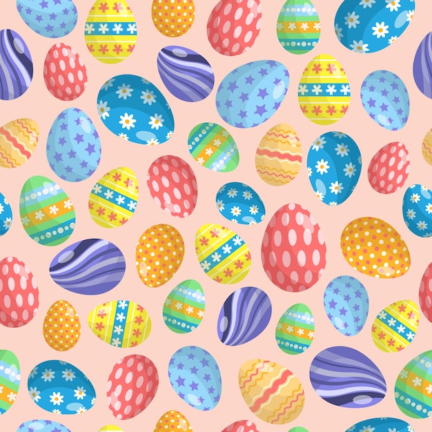 Patrón sin costuras con huevos de Pascua de colores