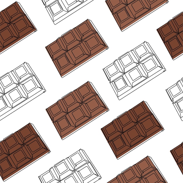 Patrón sin costuras del icono de la barra de chocolate Dibujo continuo de una línea de chocolate