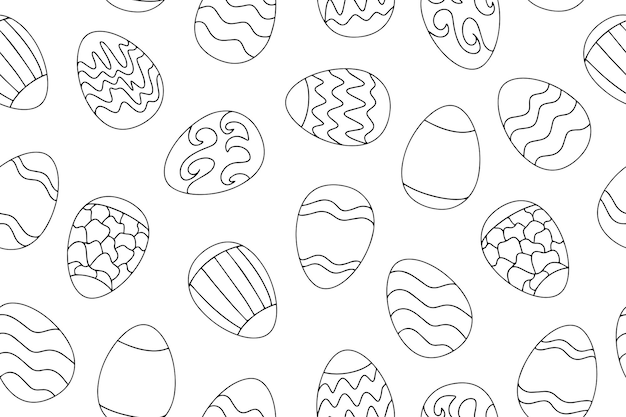 Patrón sin costuras de iconos de huevo con un ornamento para decorar el vector de las vacaciones de Pascua