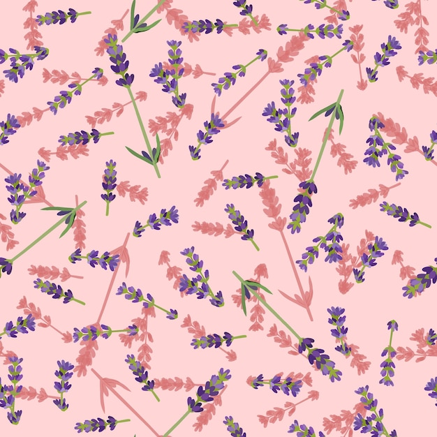 Un patrón sin costuras de la ilustración vectorial de la flor de lavanda