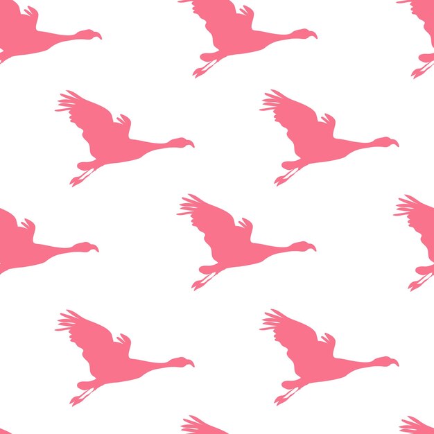 Patrón sin costuras con la imagen de pájaros flamencos ilustración vectorial aislada sobre fondo blanco