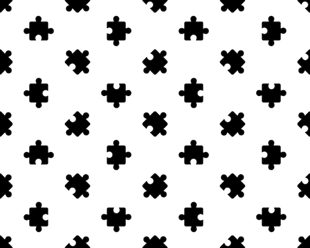 Patrón sin costuras con la imagen de varias piezas de rompecabezas en el estilo de boceto Diseño de impresión en blanco y negro para textiles de papel de decoración