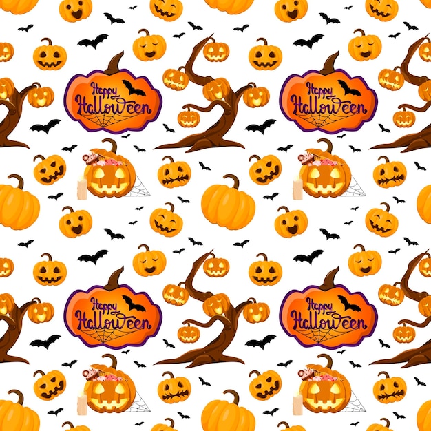 Patrón sin costuras para la inscripción de murciélagos de calabazas de Halloween