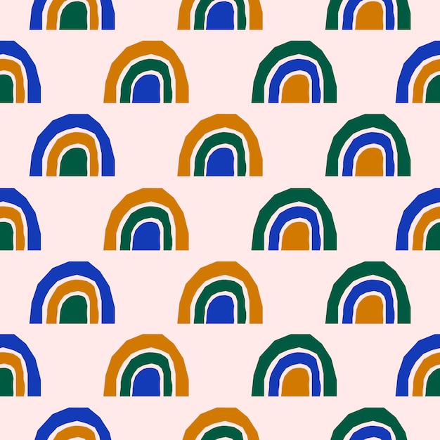 Patrón sin costuras inspirado en Matisse con arco iris de papel de corte brillante Diseño minimalista creativo moderno