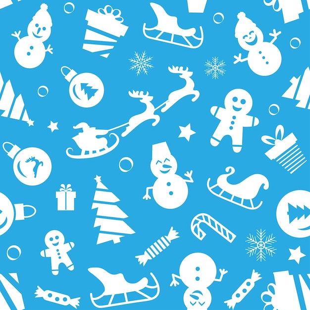 Patrón sin costuras de invierno con adornos navideños Ilustración vectorial