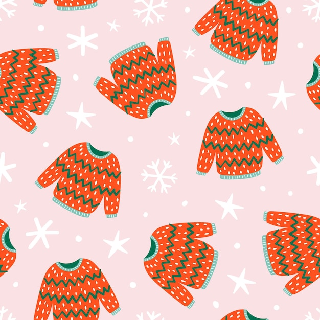 Vector patrón sin costuras de invierno fondo de invierno patrón de suéter feo patrón de navidad patrón de papel de navidad