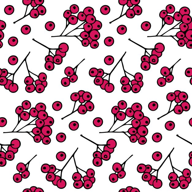 Patrón sin costuras de invierno con frutos rojos Plantilla para tela navideña y papel de regalo