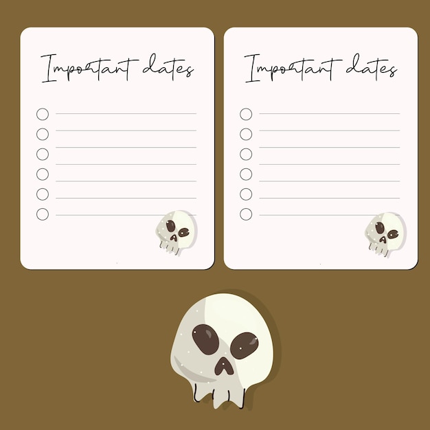 patrón sin costuras jpeg eps png vector illsutarion bloc de notas fechas planificador plan calaveras de halloween